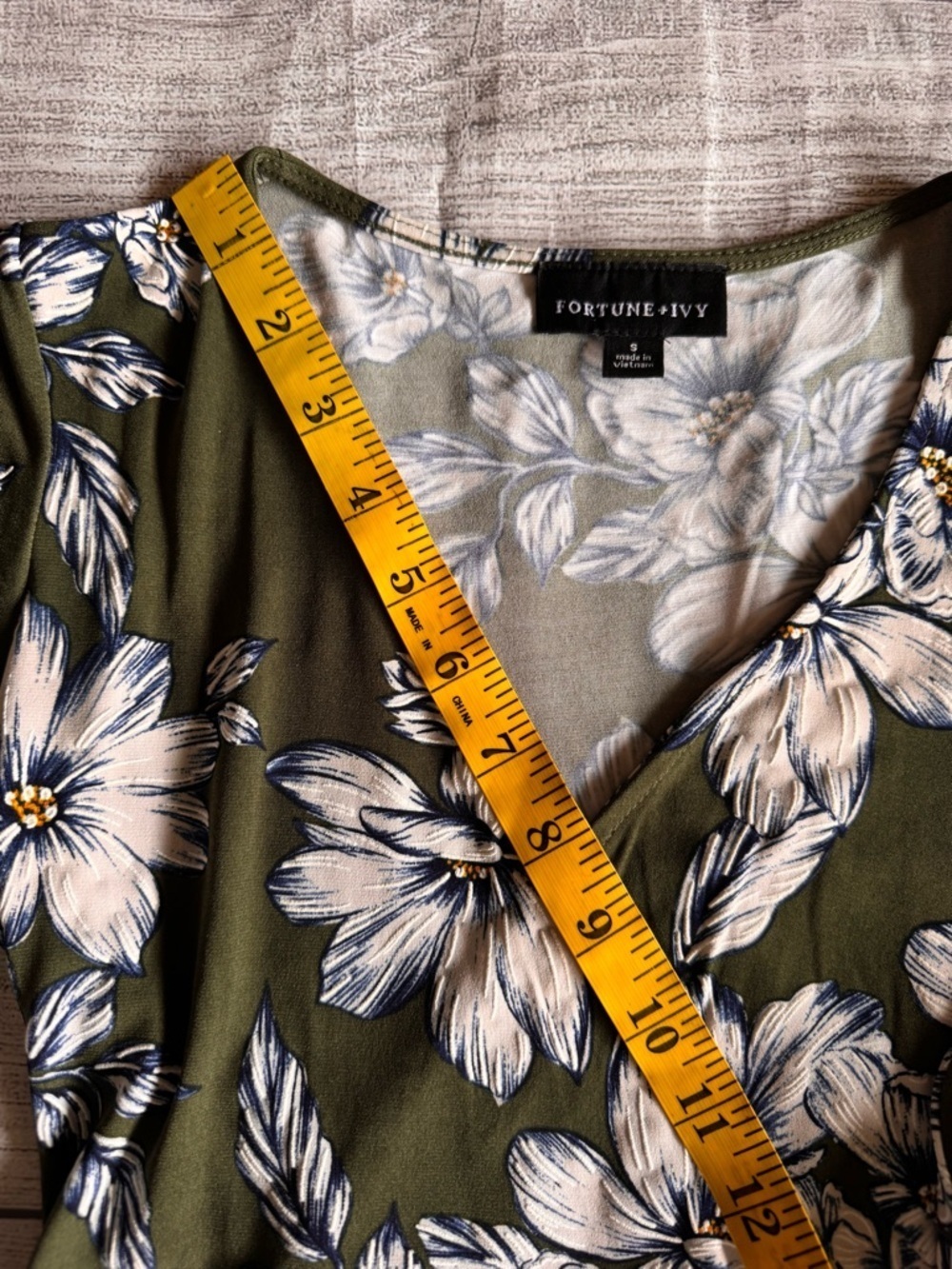 Fortune + Ivy Floral Wrap Dress Green White Midi Hi Low Short Sleeve Size S - Picture 9 of 11